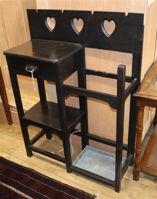 An Edwardian Art Nouveau ebonised hallstand W.81cm